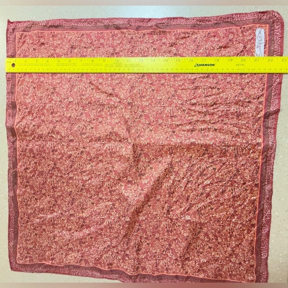 Sally Gee Fall‎ Square Scarf Wrap Red Orange - Picture 11 of 12